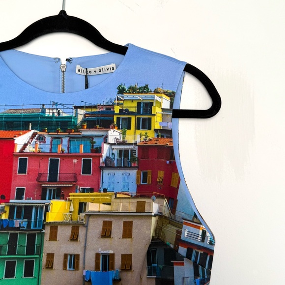 ALICE + OLIVIA Clyde Mini Shift Dress in Italian Landscape, Size 8, NWT - Picture 8 of 16